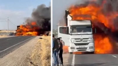 Şanlıurfa’da seyir halindeki tır alev topuna döndü! O anlar kamerada