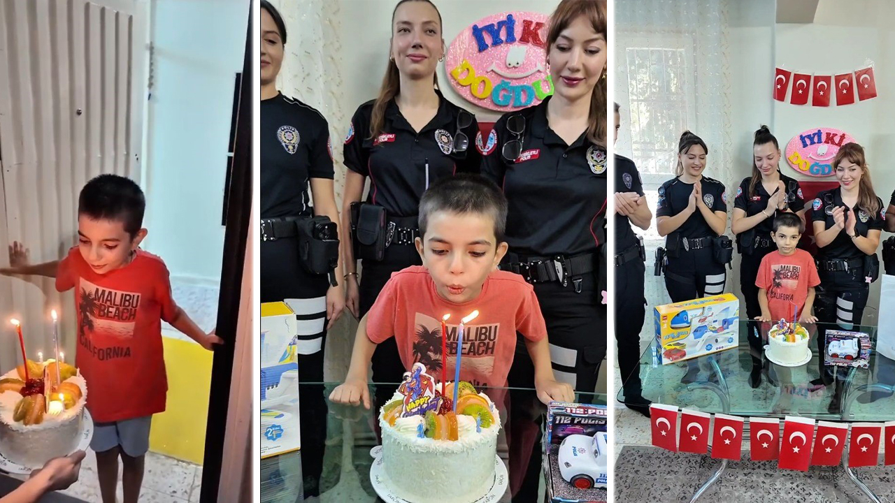 Şanlıurfa’da polislerden hasta çocuğa anlamlı doğum günü sürprizi