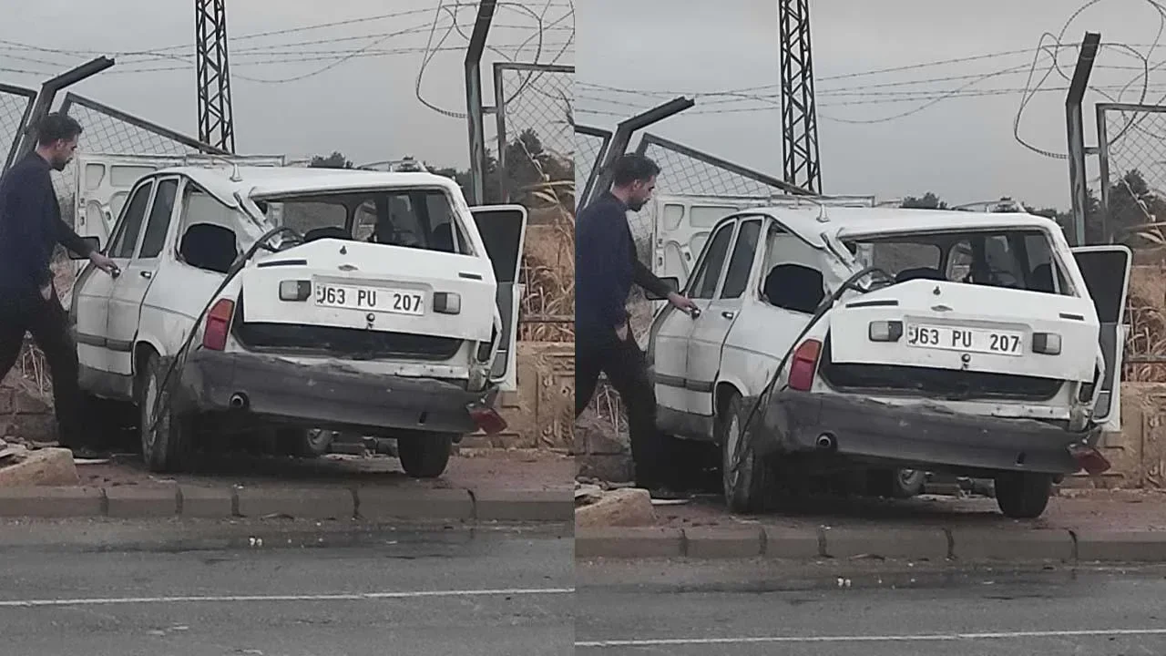 Şanlıurfa'da kontrolden çıkan otomobil askeriye duvarına çarptı