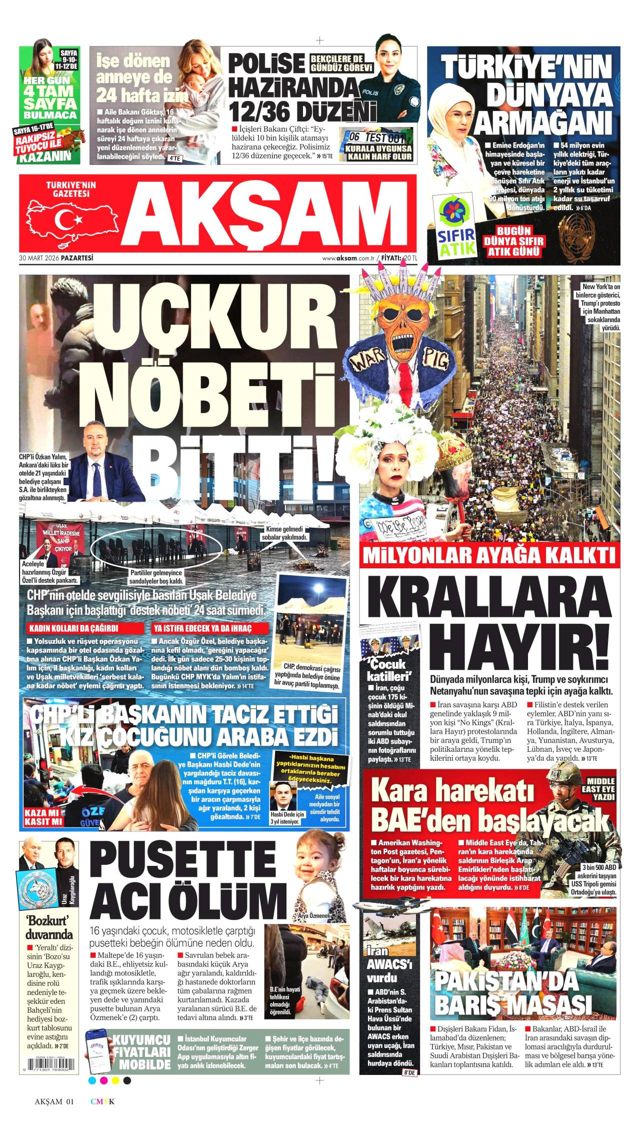 Akşam Gazetesi Gazete Manşeti