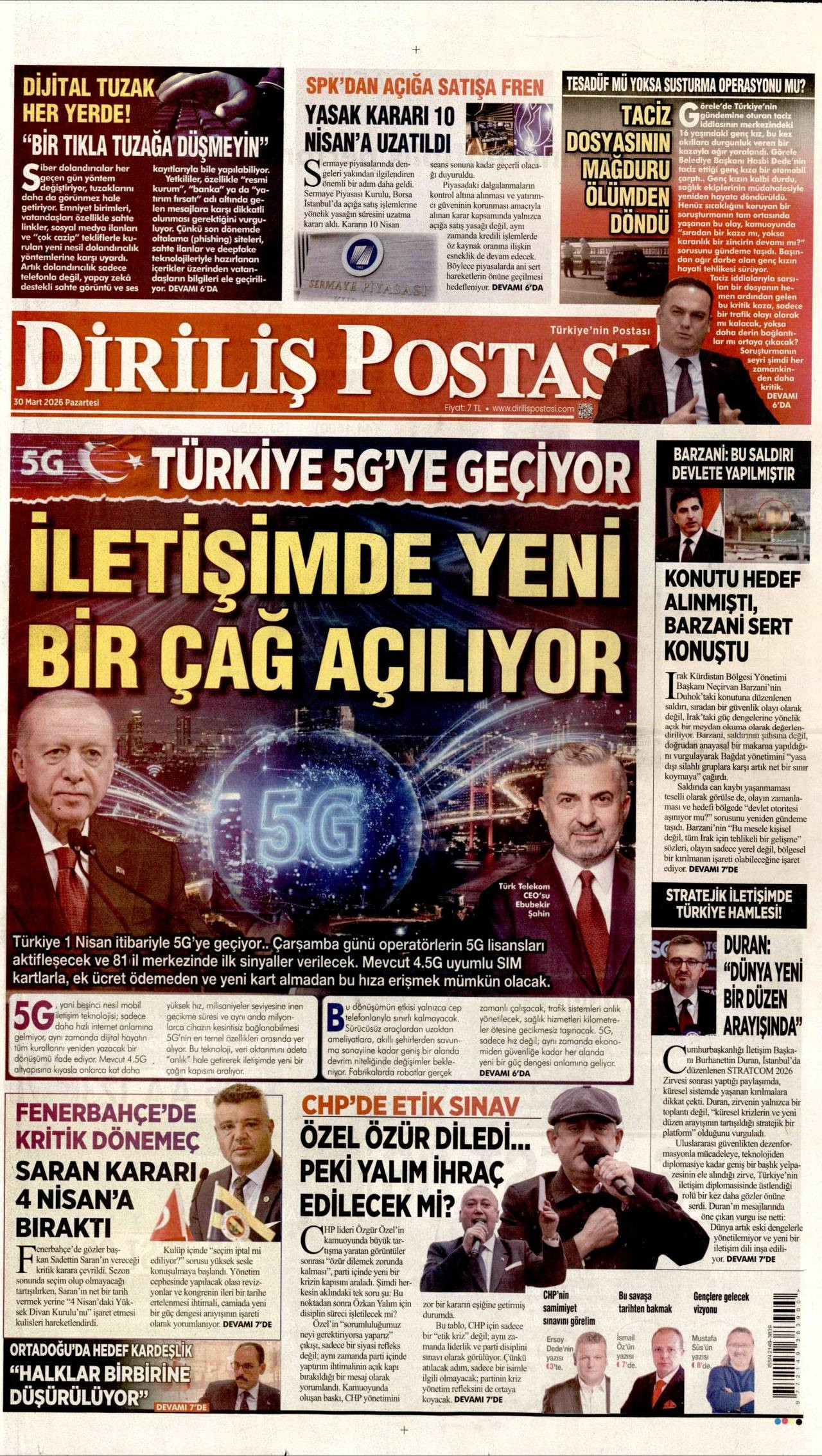Diriliş Postası Gazetesi Gazete Manşeti