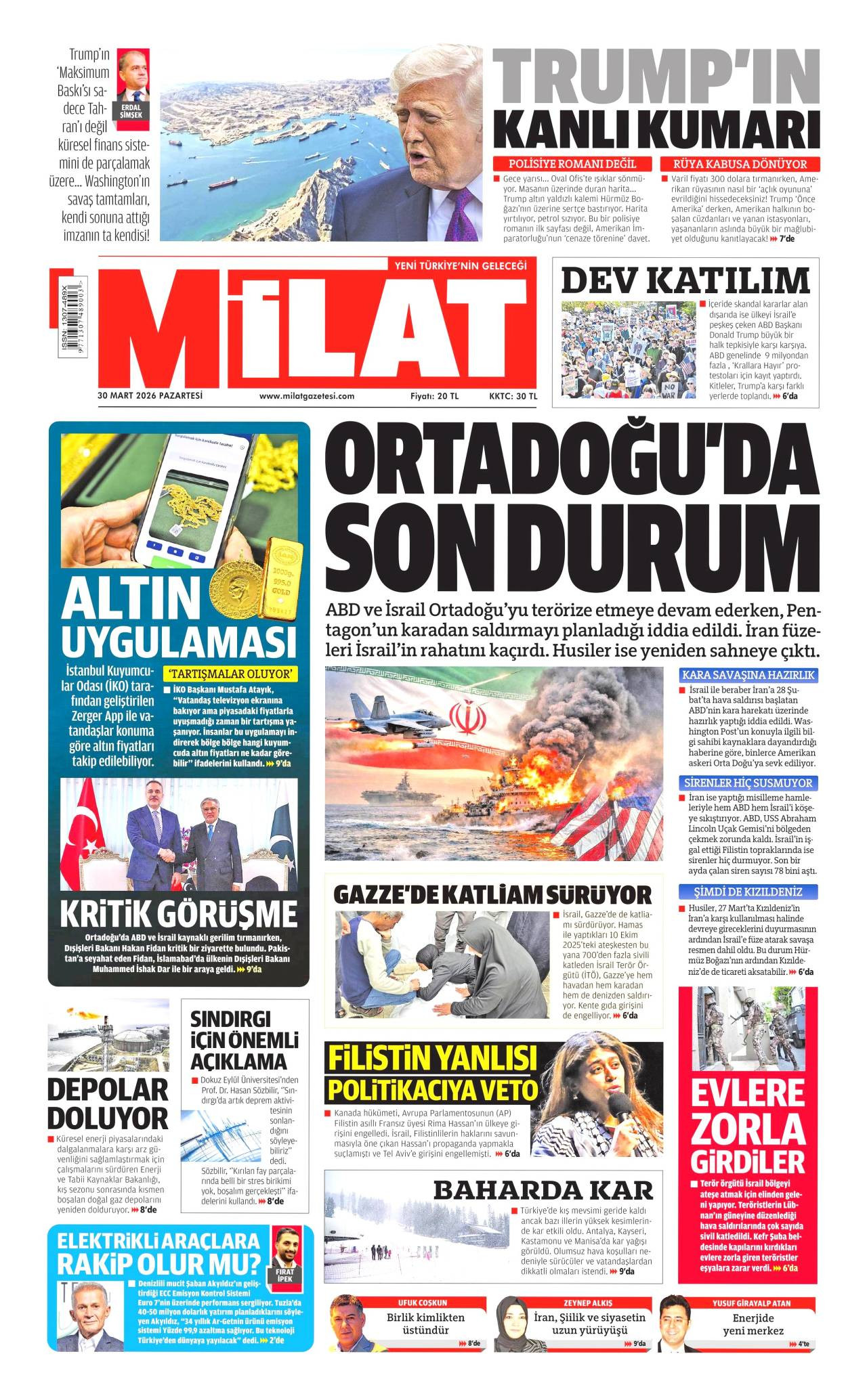 Milat Gazetesi Gazete Manşeti