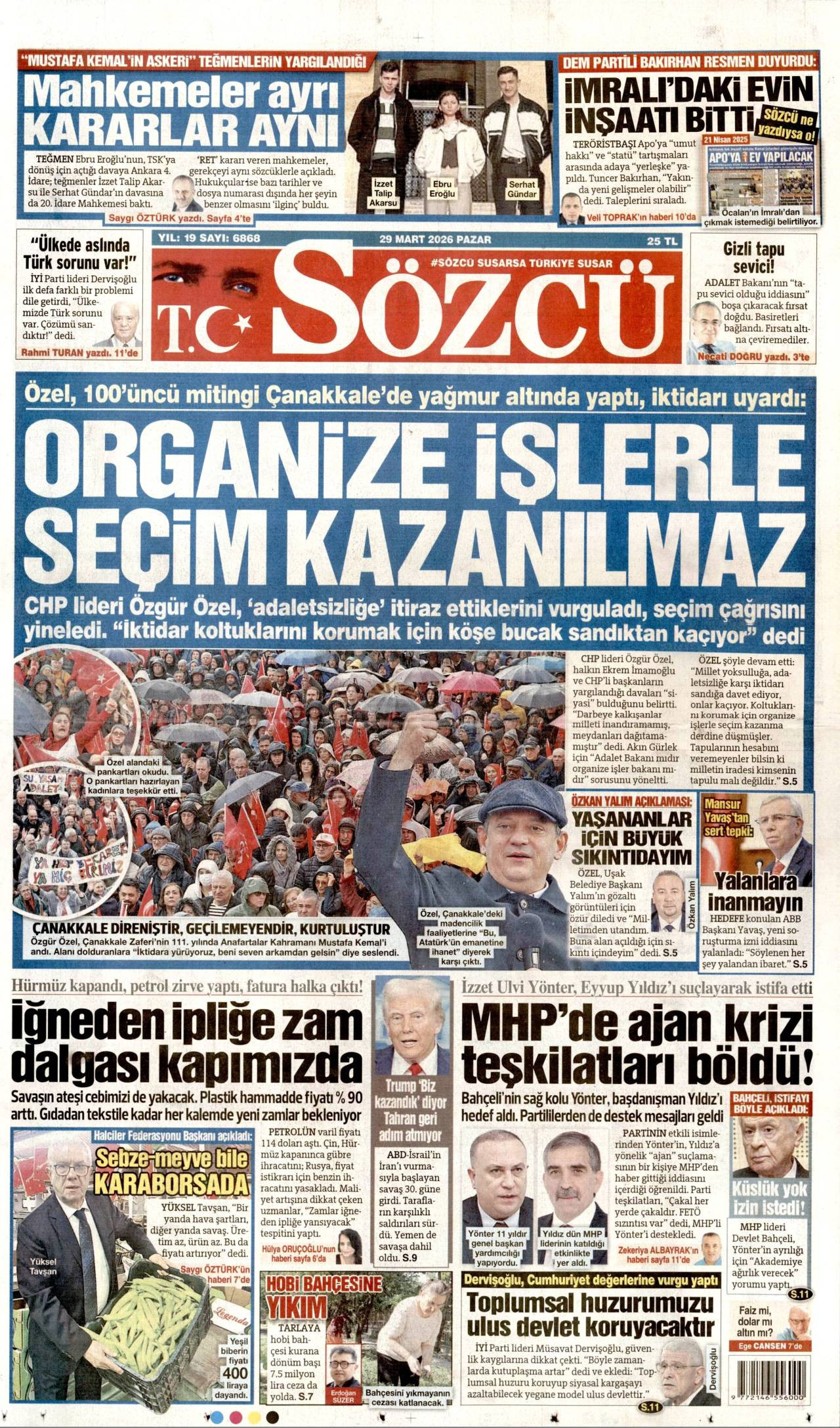 Sözcü Gazetesi Gazete Manşeti