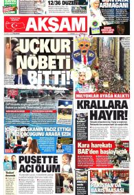 Akşam Gazetesi Gazete Manşeti