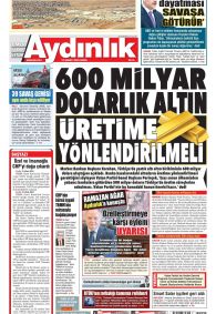 Aydınlık Gazete Manşeti