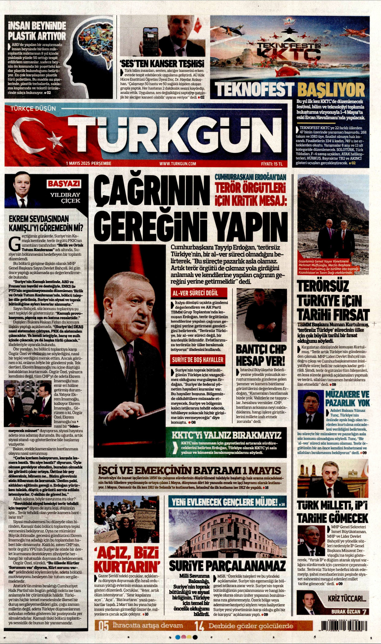 TÜRKGÜN Gazete Manşeti
