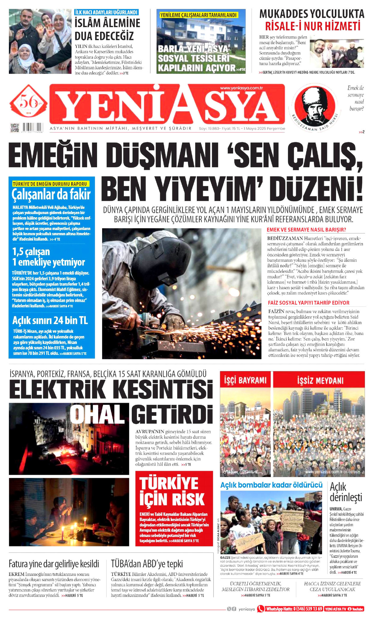 YENİ ASYA Gazete Manşeti