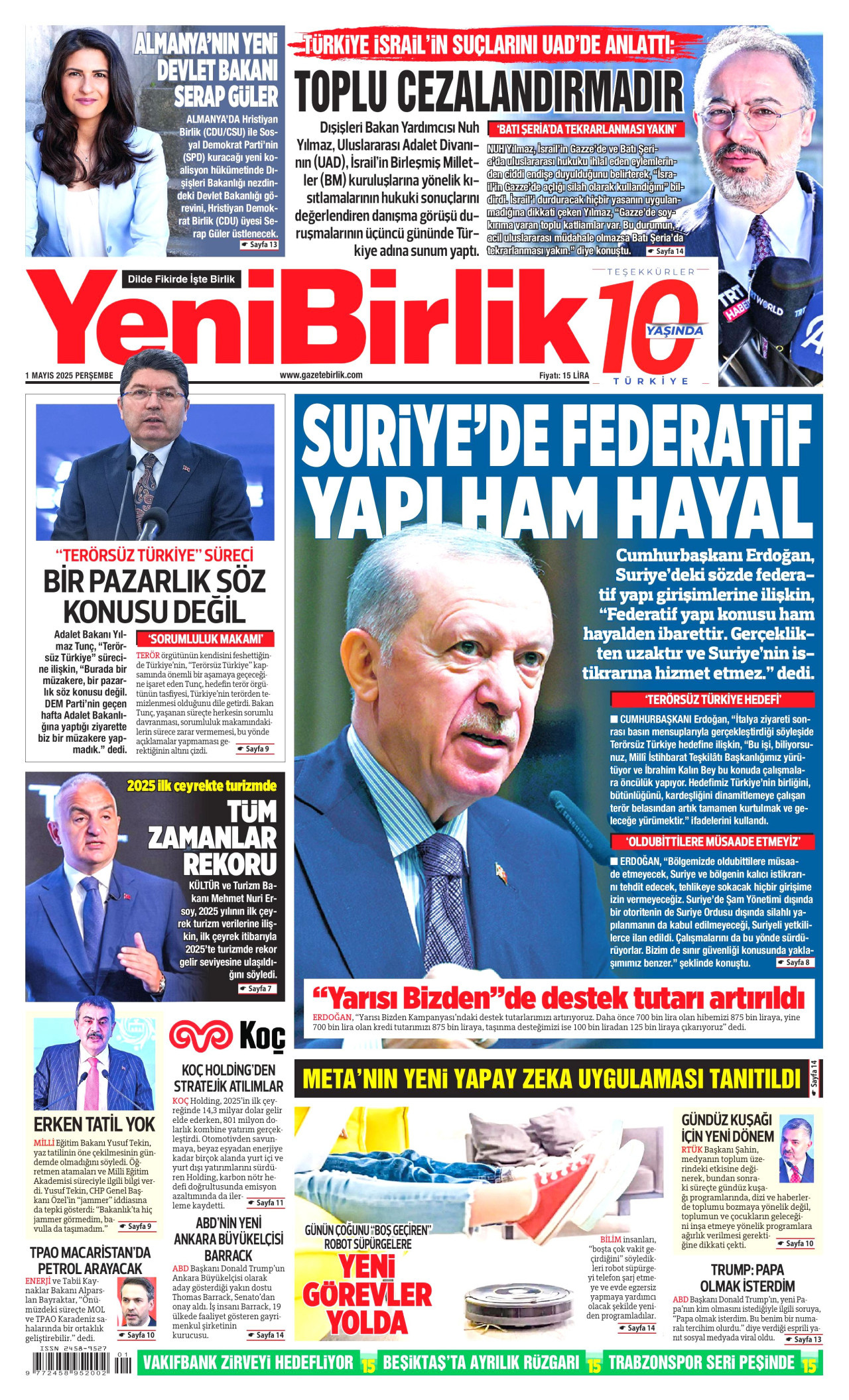 YENİBİRLİK Gazete Manşeti